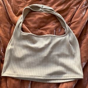 SHEIN Plus Rib-knit Crop Halter Top